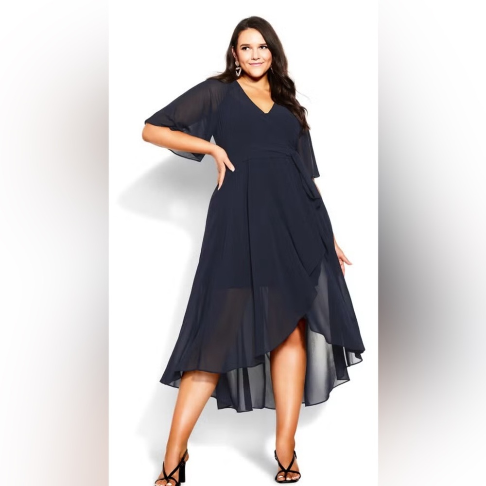 CITY CHIC enthral me maxi wrap dress in deep blue 14
